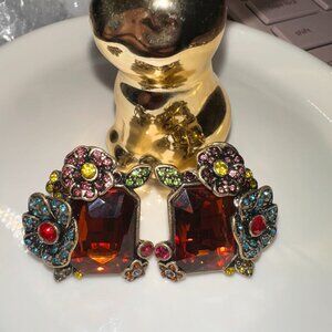 Vintage Floral Crystal Statement Earring